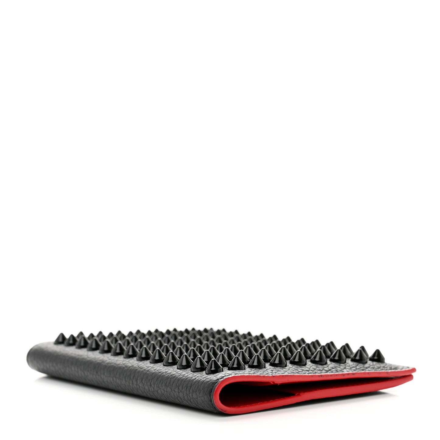 Calfskin Studded Loubipass Passport Holder Black