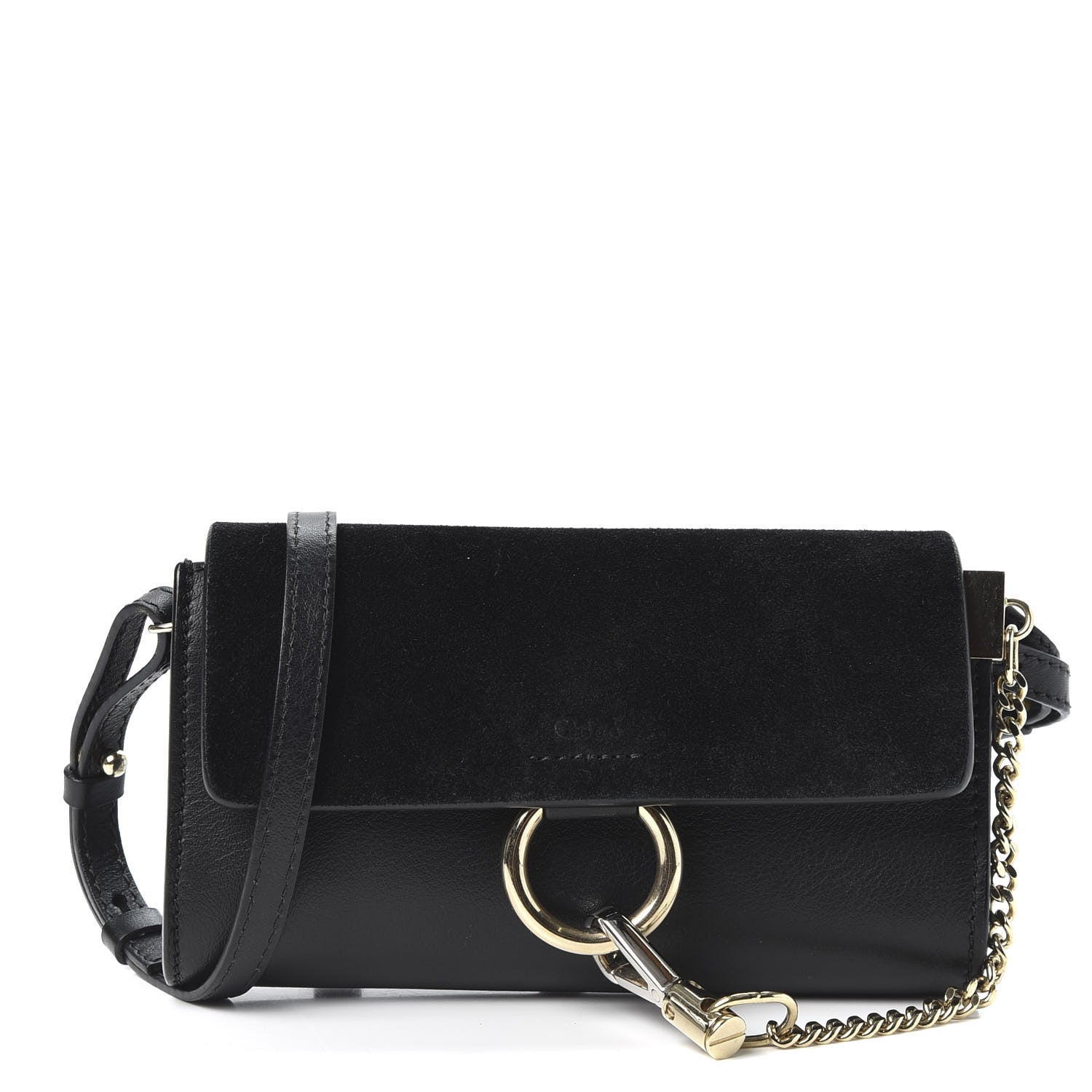 Chloe Suede Calfskin Mini Faye Shoulder Bag Black 1 of 9