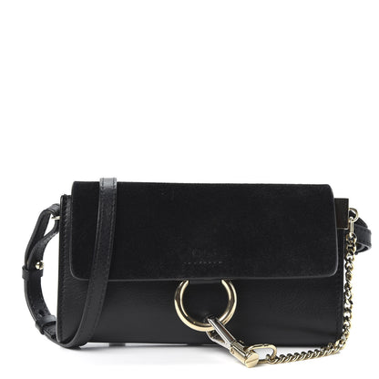 Chloe Suede Calfskin Mini Faye Shoulder Bag Black 1 of 9