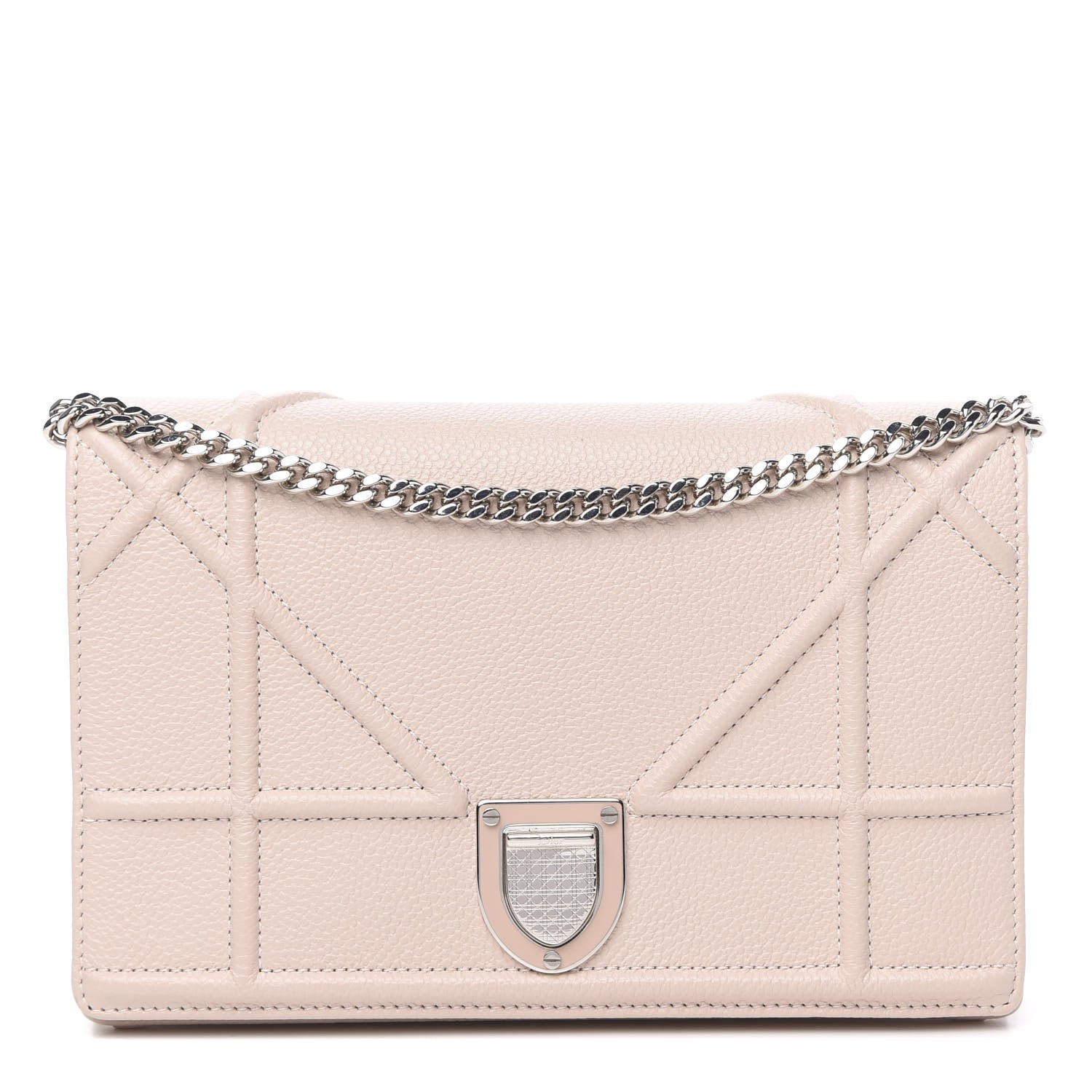 Christian Dior Grained Calfskin Diorama Wallet on Chain Pouch Rose Poudre 1 of 9