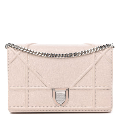 Christian Dior Grained Calfskin Diorama Wallet on Chain Pouch Rose Poudre 1 of 9