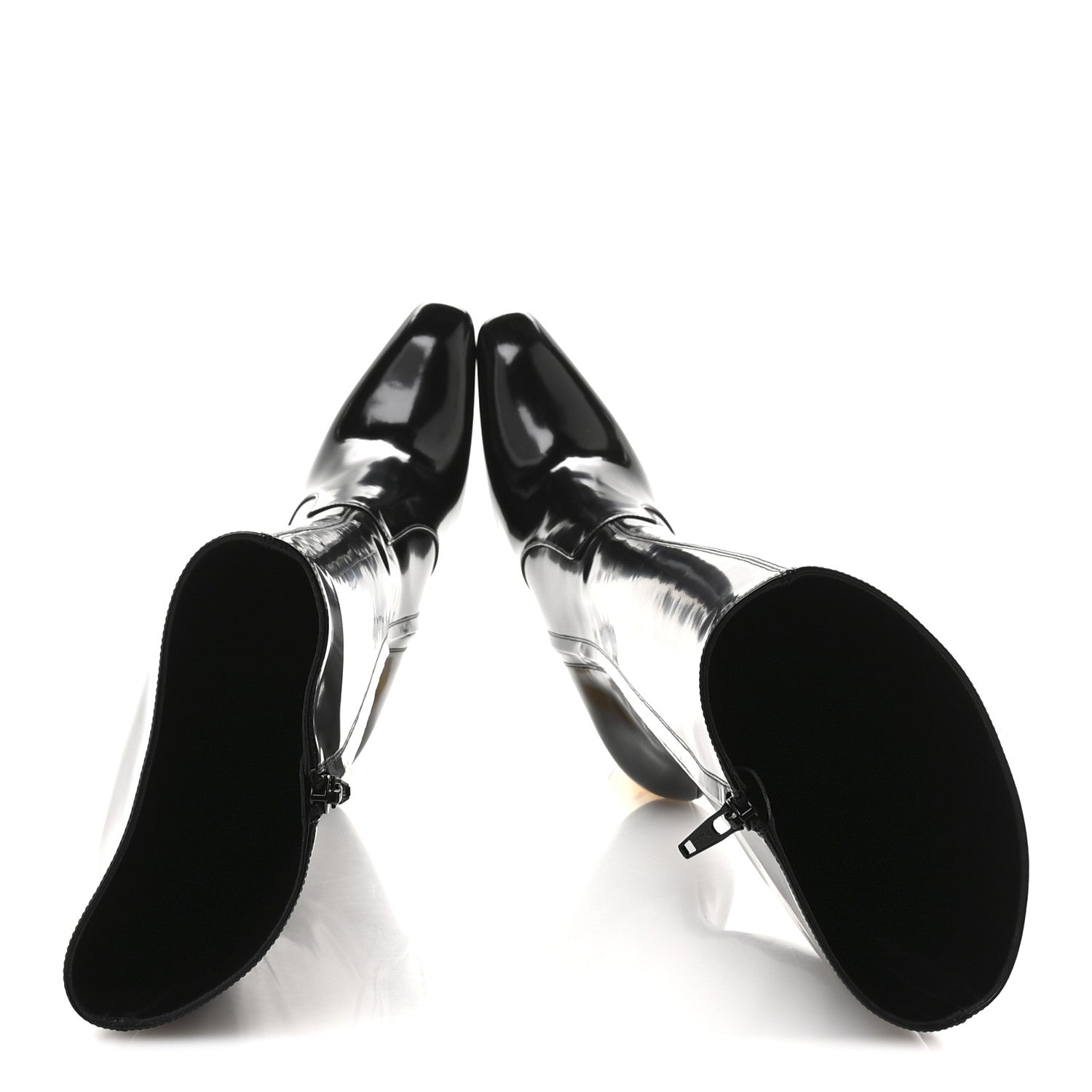 Saint Laurent Vitello Marilyn Auteuil 105 Knee High Zip Boots 38 Black 2 of 9