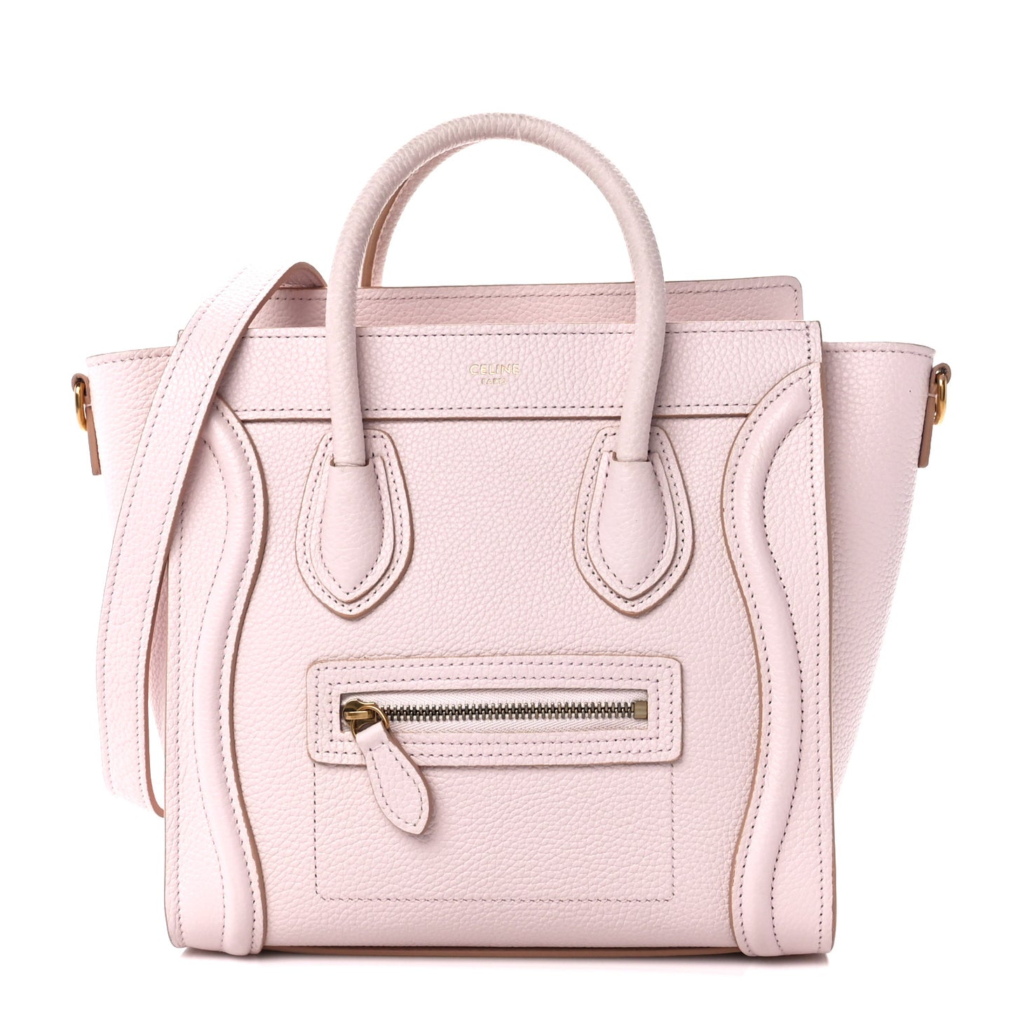 Drummed Calfskin Nano Luggage Pale Pink