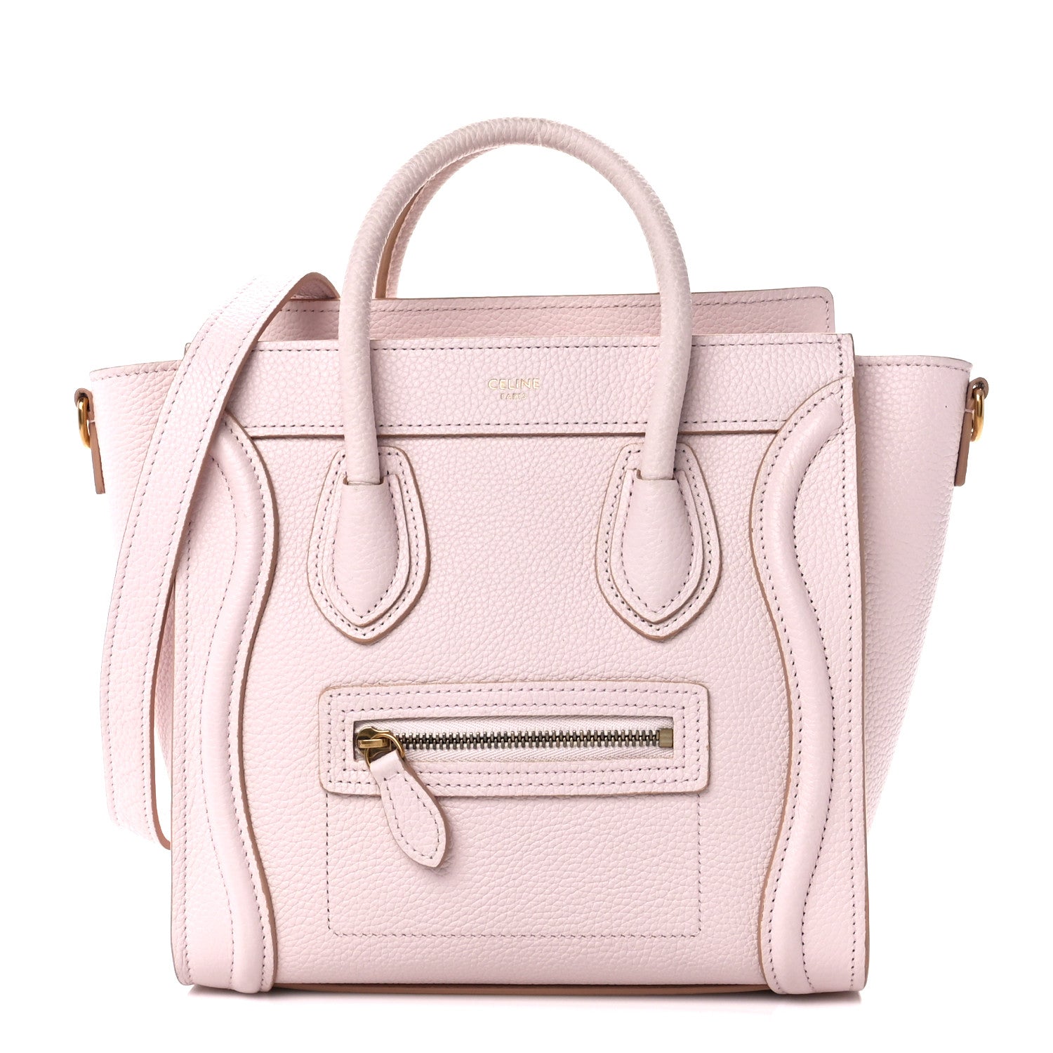 Celine Drummed Calfskin Nano Luggage Pale Pink 1 of 13