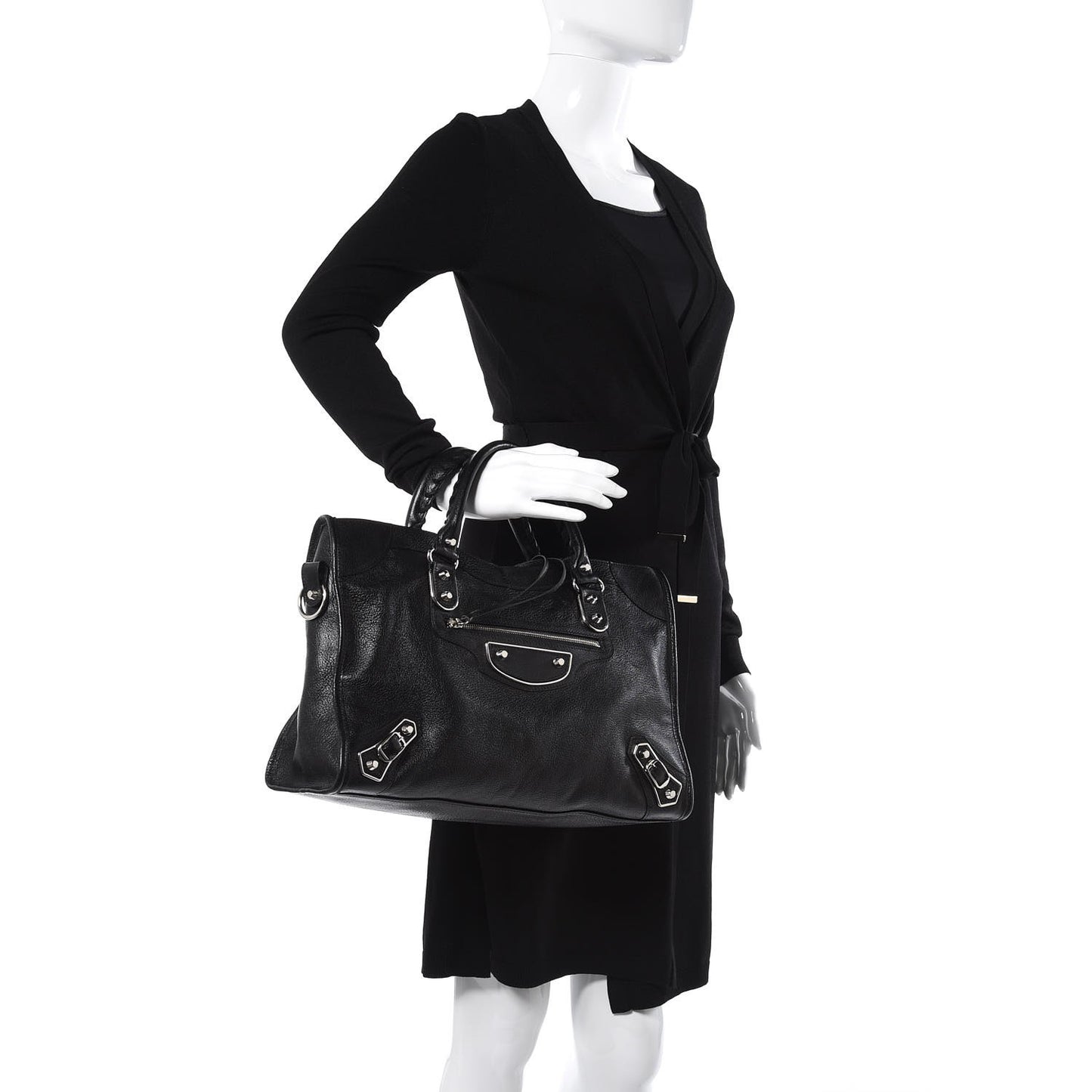 Chevre Silver Metallic Edge Hardware City Black