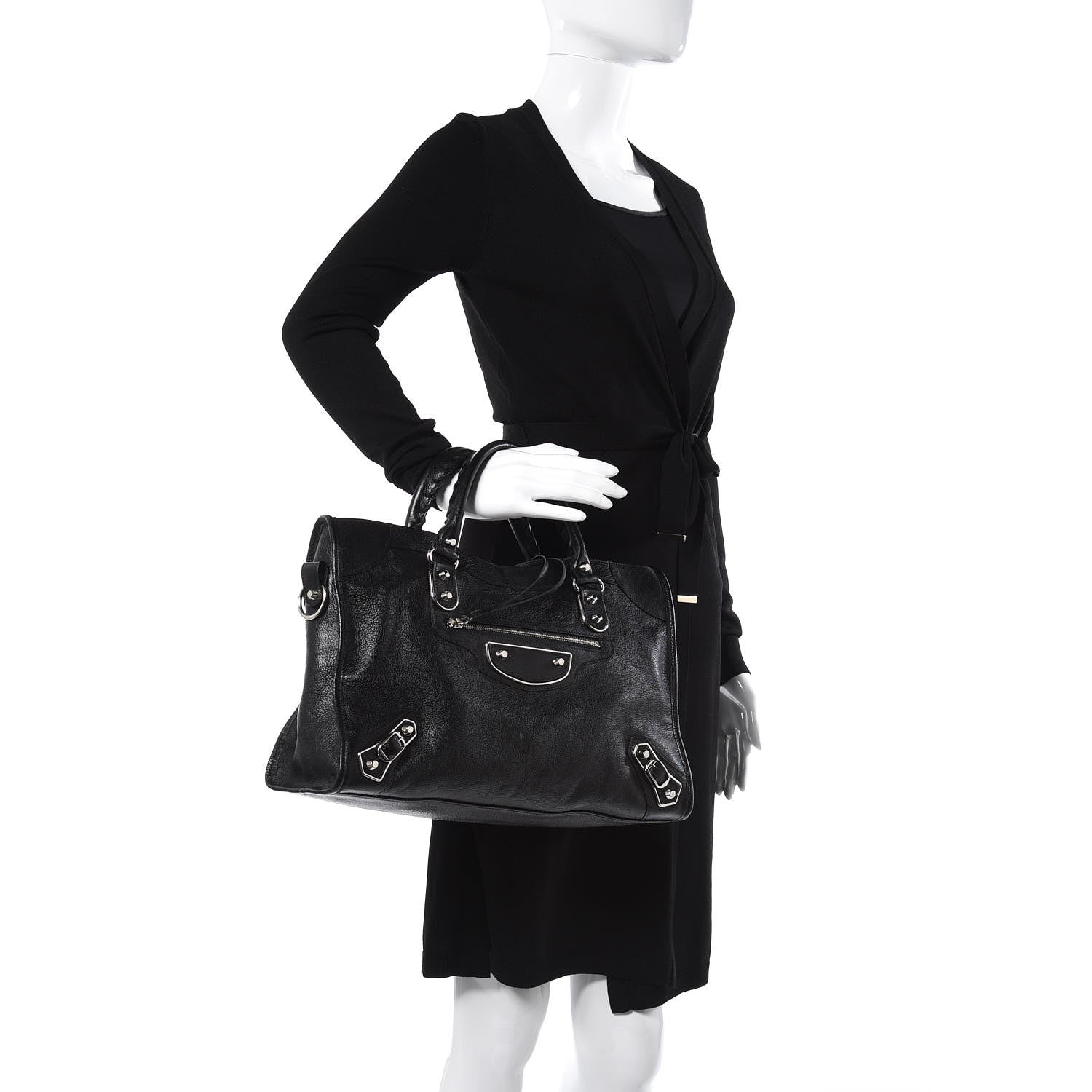 Balenciaga Chevre Silver Metallic Edge Hardware City Black 2 of 7