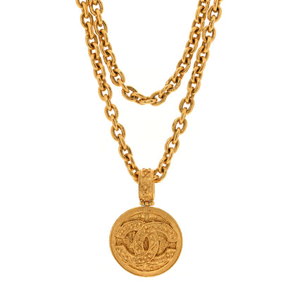 Chanel CC Medallion Long Chain Necklace Gold 1 of 6