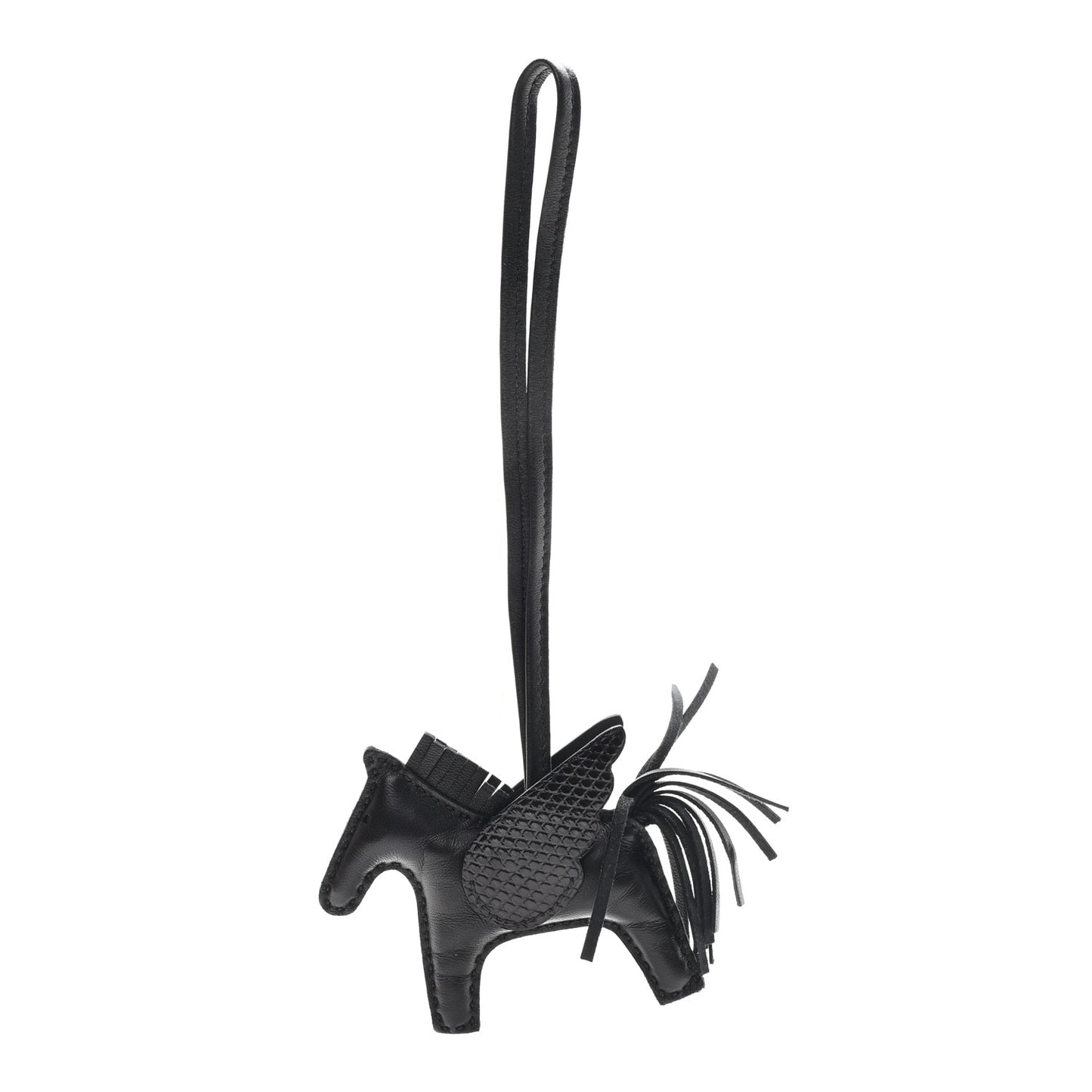 Milo Lambskin Lizard Touch Grigri Rodeo Pegase Horse Bag Charm PM So Black