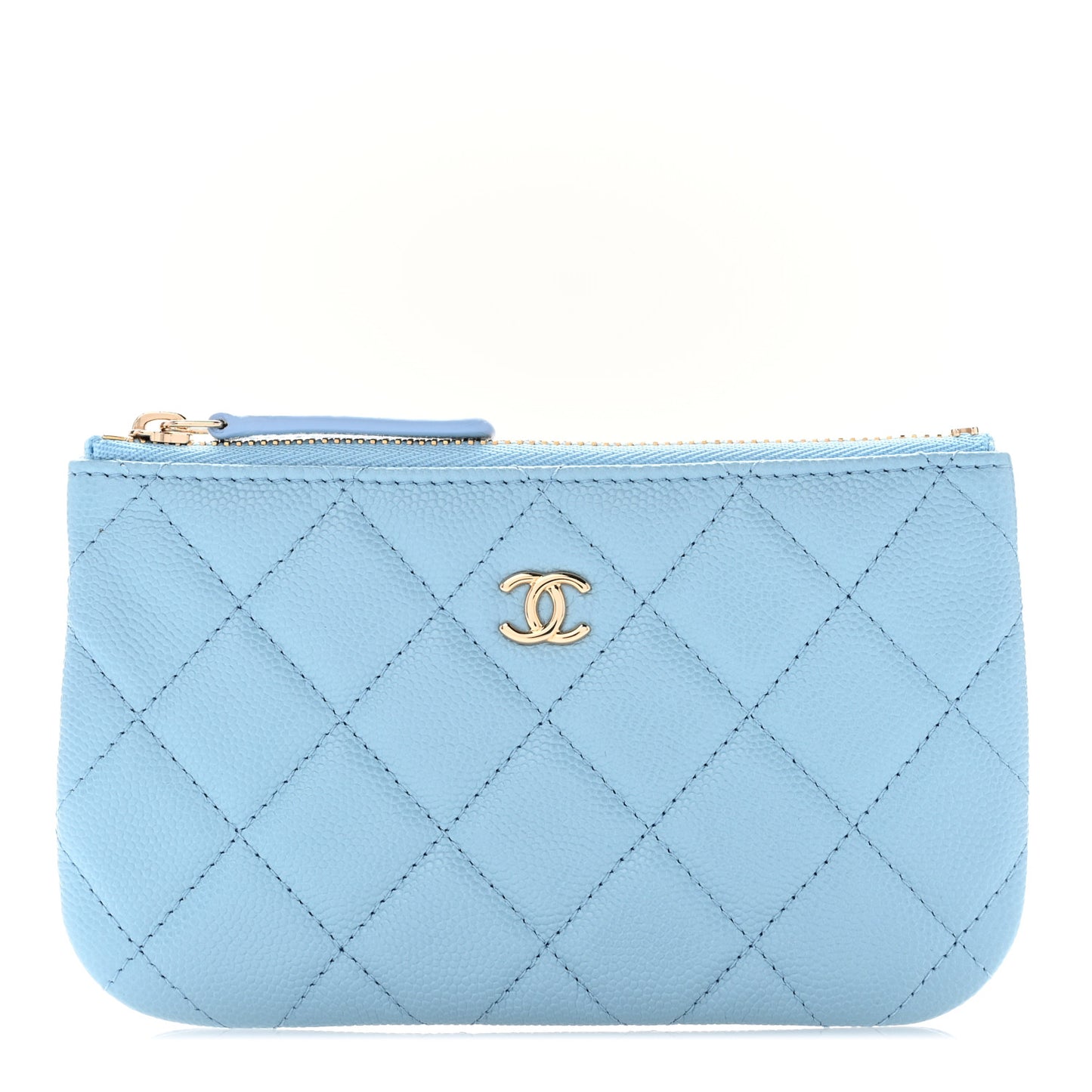 Caviar Quilted Small Cosmetic Case Light Blue
