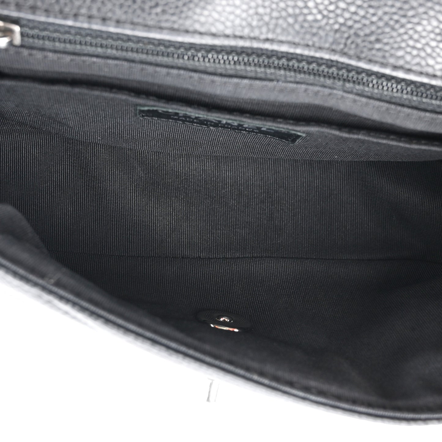 Caviar Chevron Quilted Small Single Flap Black