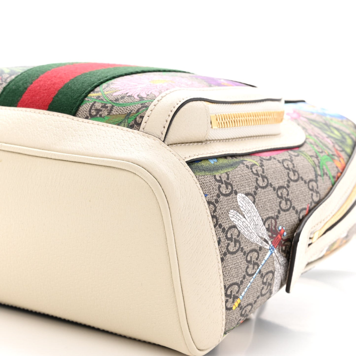 GG Supreme Monogram Flora Web Small Ophidia Day Backpack White