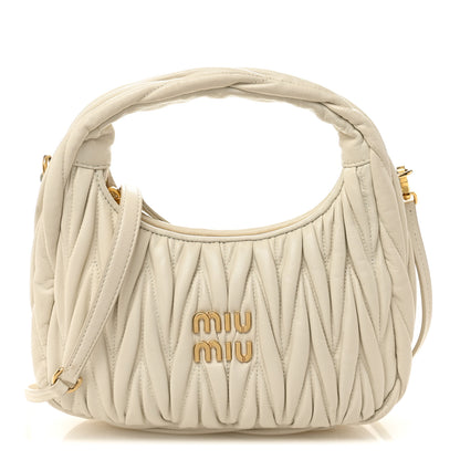Miu Miu Nappa Matelasse Small Wander Hobo White 1 of 9