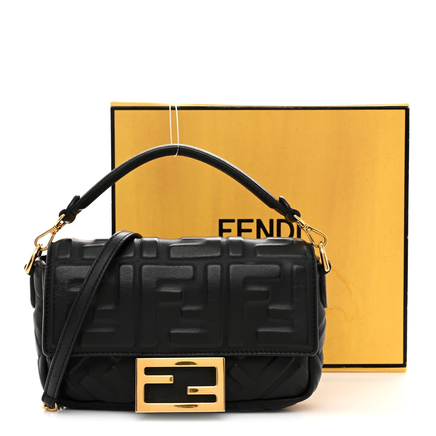 Fendi Nappa FF 1974 Embossed Mini Baguette Black 12 of 12