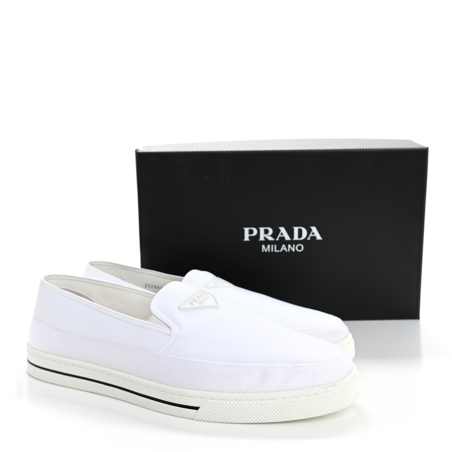 Prada Technical Nylon Triangle Logo Mens Slip On Sneakers 11 White 12 of 12
