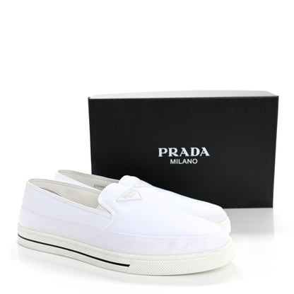 Prada Technical Nylon Triangle Logo Mens Slip On Sneakers 11 White 12 of 12