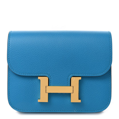 Hermes Evercolor Bi-Color Constance Slim Wallet Bleu Frida Rose Mexico 1 of 8
