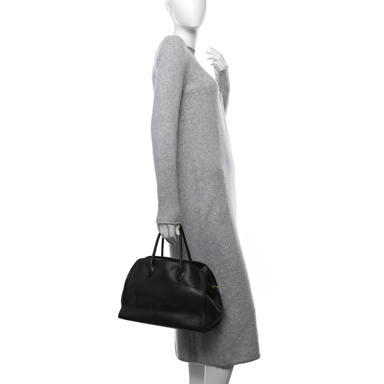 The Row Polished Saddle Calfskin Soft Margaux 12 Black 2 of 11