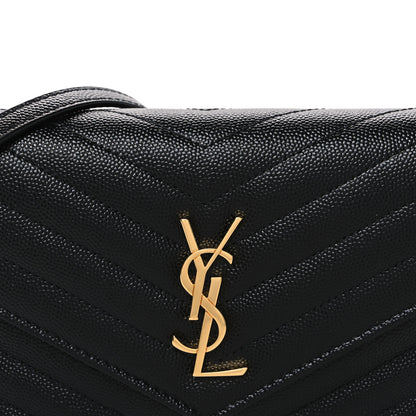 Saint Laurent Grain De Poudre Matelasse Chevron Monogram Envelope Chain Wallet Black 8 of 10