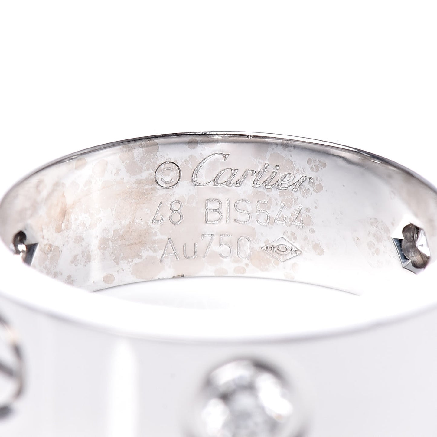 18K White Gold 3 Diamond 5.5mm LOVE Ring 48 4.5