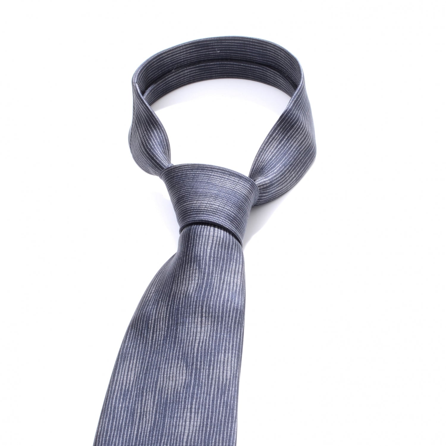 Hermes Mens Twill Silk Neck Tie Noir and Gris 3 of 8