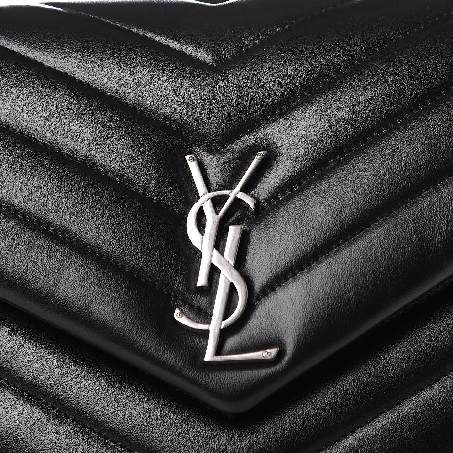 Calfskin Y Quilted Monogram Medium Loulou Chain Satchel Black