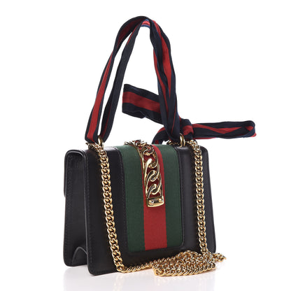 Gucci Calfskin Mini Sylvie Chain Shoulder Bag Black 3 of 19
