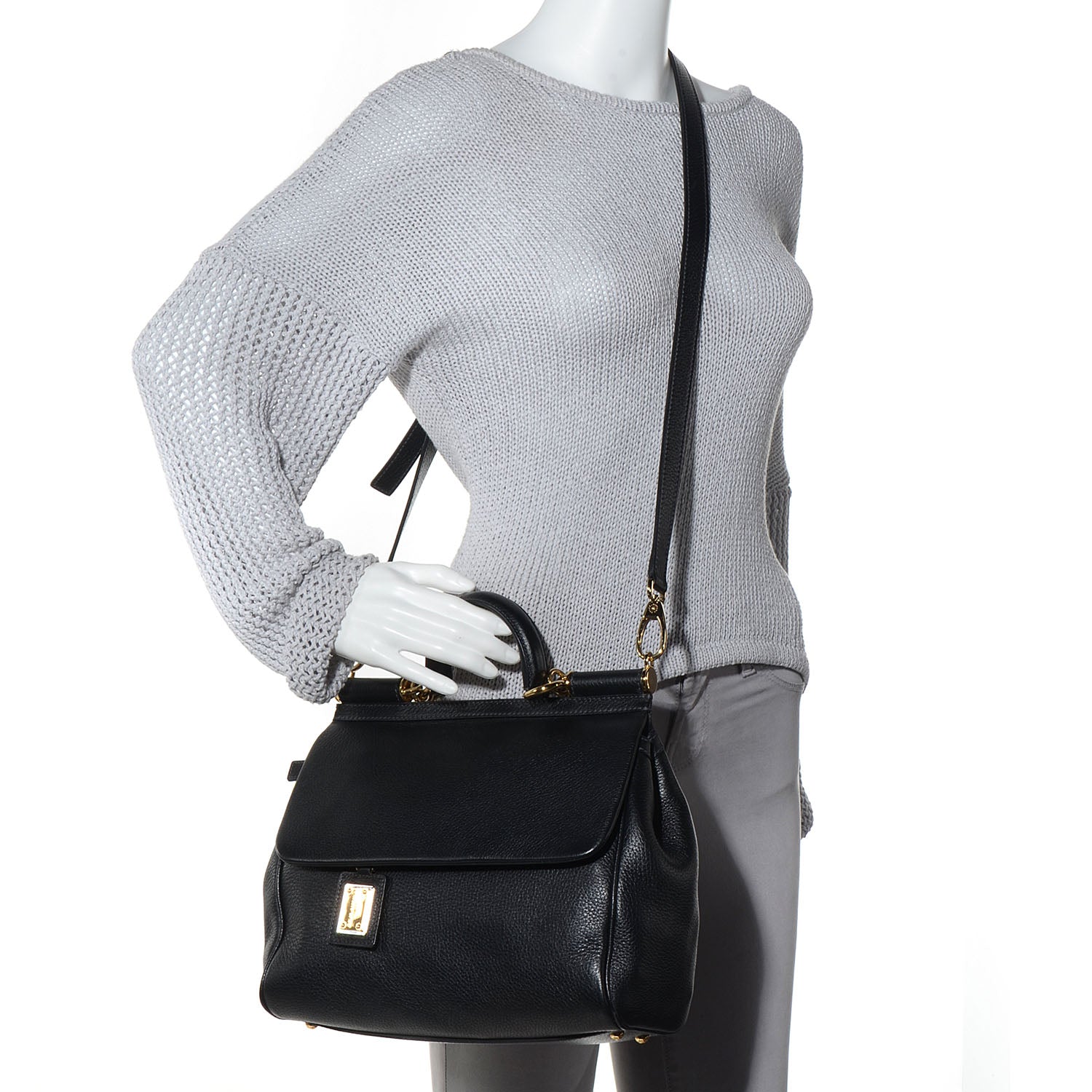 Dolce & Gabbana Grained Deerskin Medium Miss Sicily Satchel Black 2 of 10