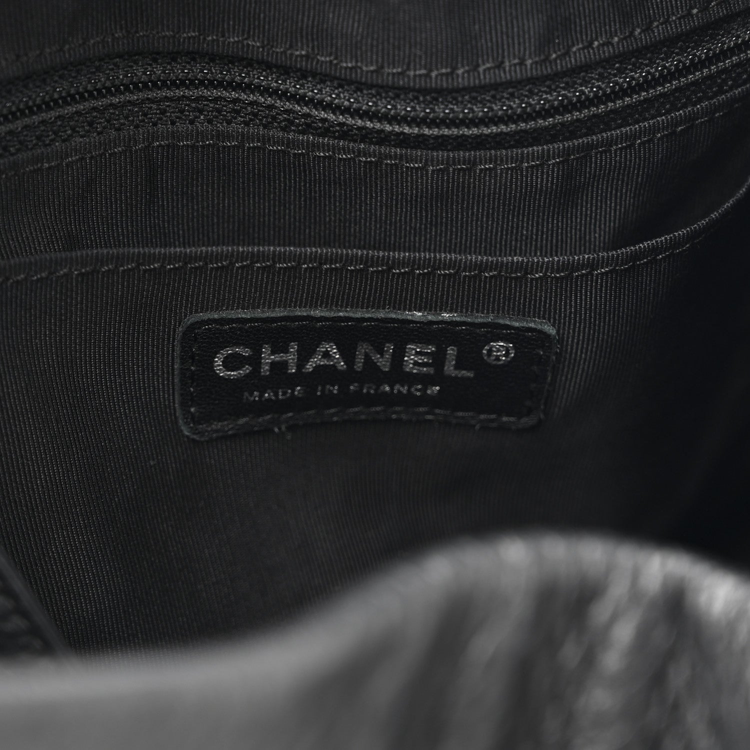 Chanel Deerskin Chevron Medium CC Chain Bucket Drawstring Bag Black 11 of 21