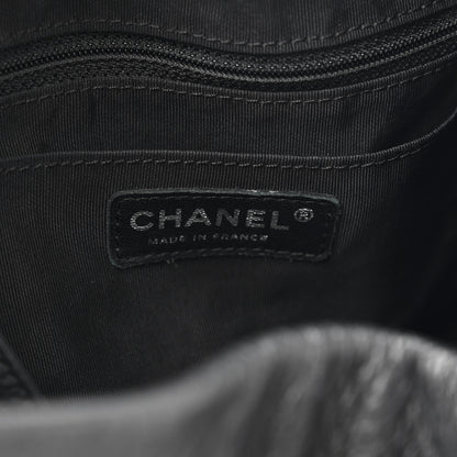 Chanel Deerskin Chevron Medium CC Chain Bucket Drawstring Bag Black 11 of 21