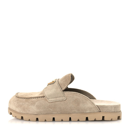 Prada Suede Scamosciato Triangle Logo Mules 36 Deserto 1 of 11