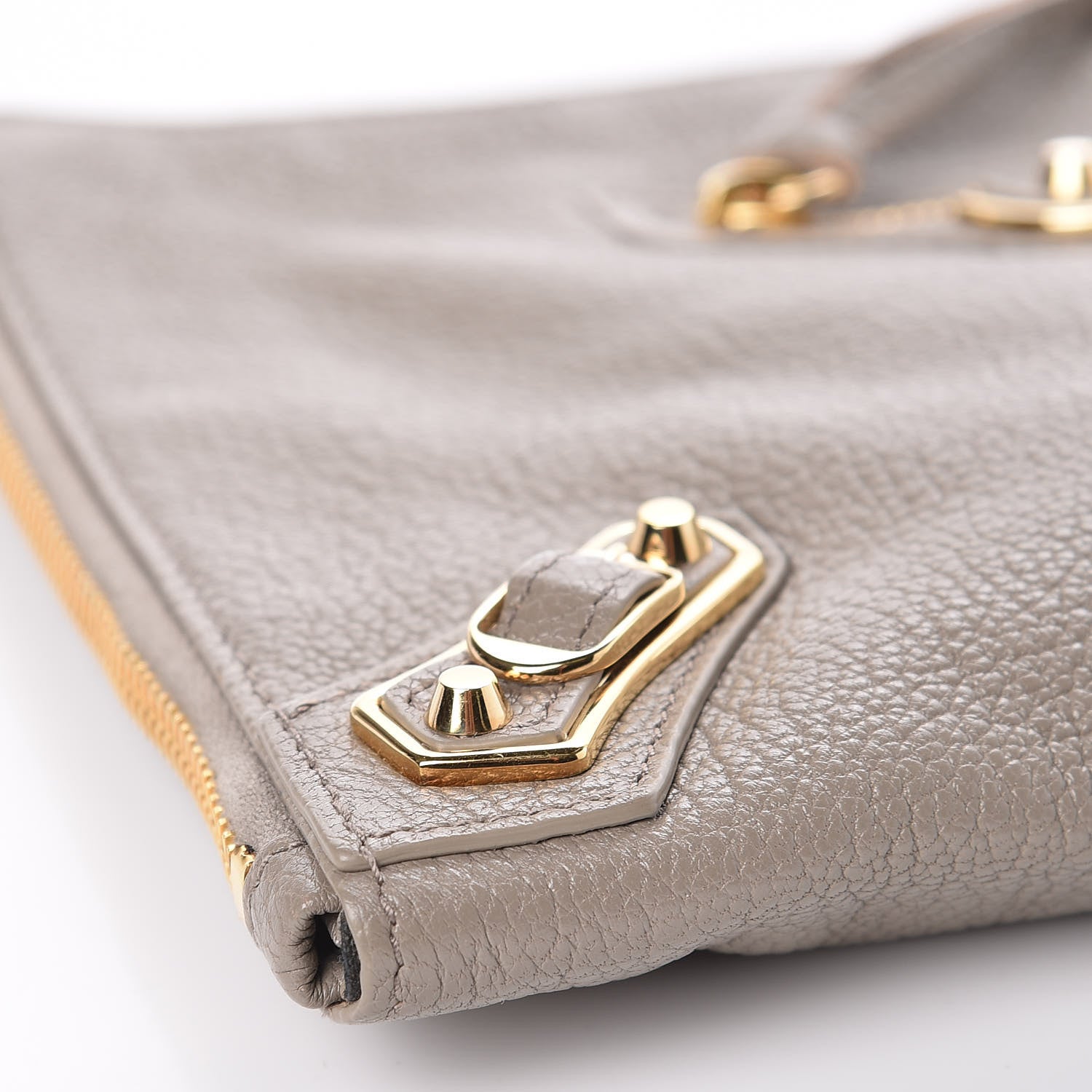 Balenciaga Chevre Gold Metallic Edge Hardware Pouch Gris Taupe 8 of 9
