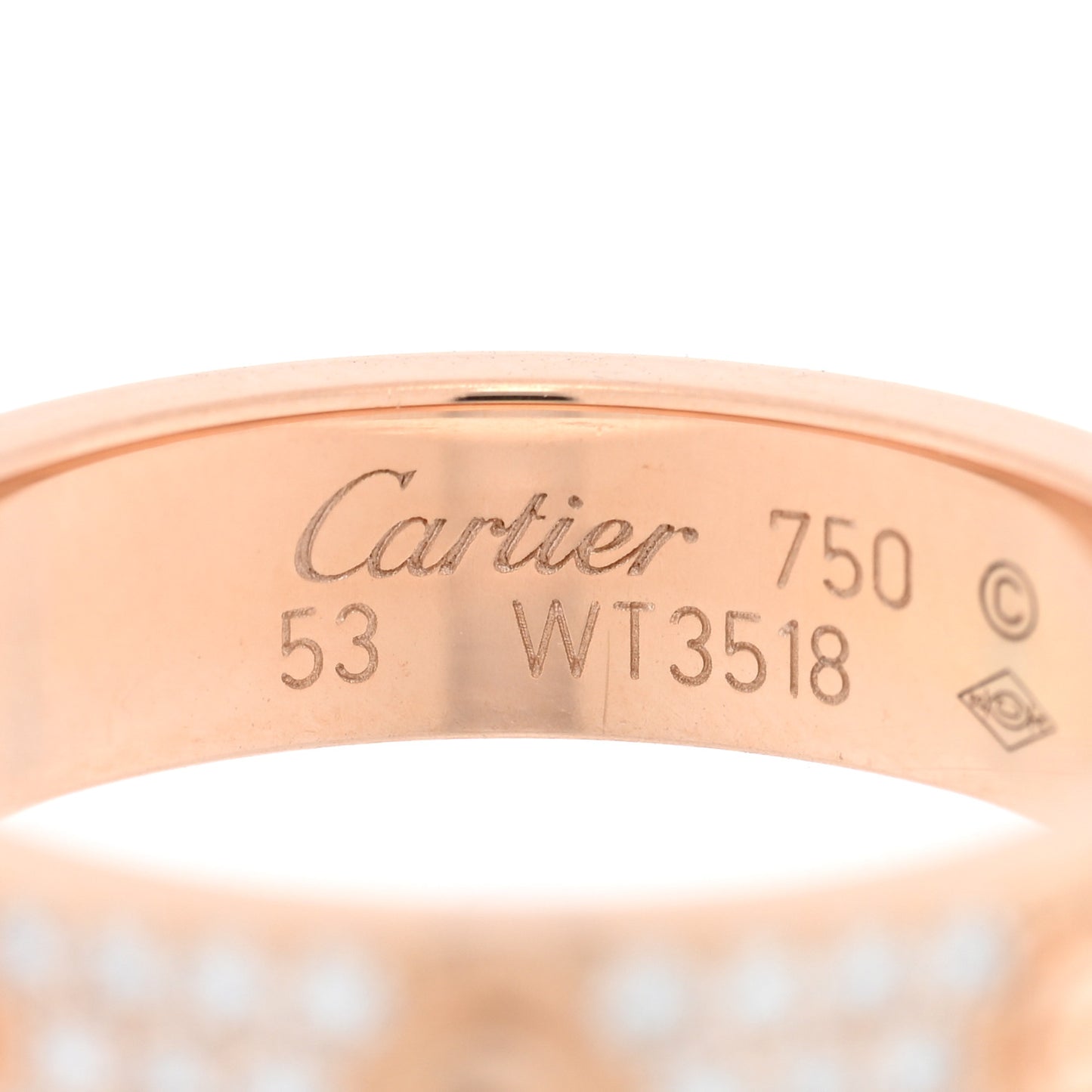 18K Pink Gold Diamond 5mm LOVE Wedding Paved Band Ring 53 6.5