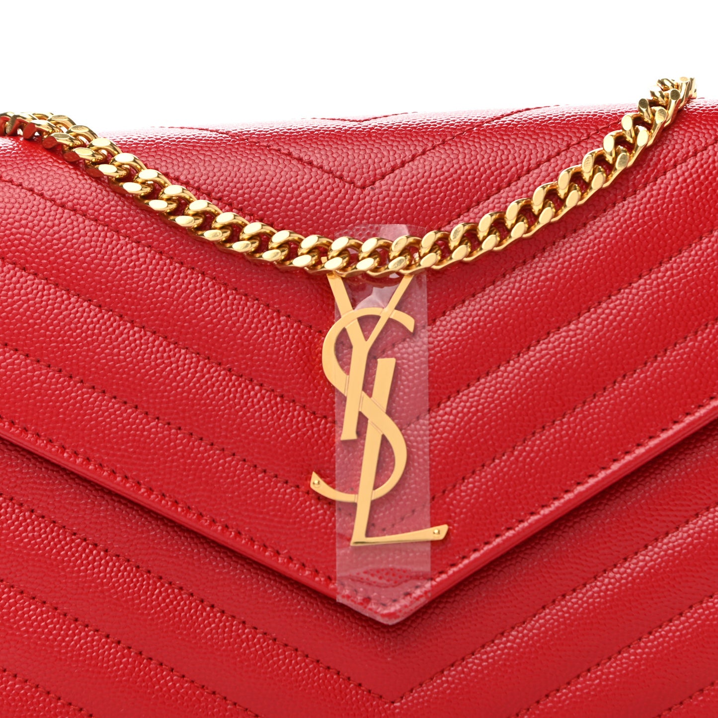 Grain De Poudre Matelasse Chevron Monogram Chain Wallet Bandana Red
