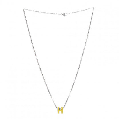 Hermes Lacquered Palladium Mini Pop H Pendant Necklace Jaune Sature 3 of 6