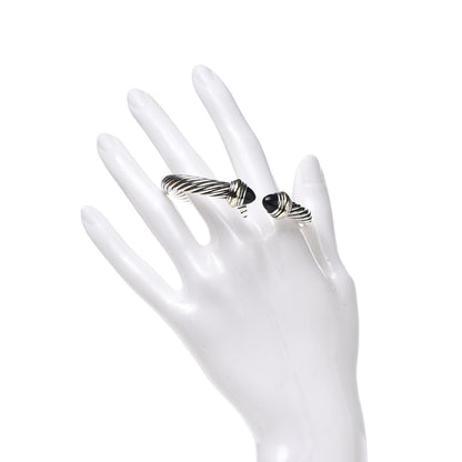 David Yurman Sterling Silver 14K Yellow Gold Black Onyx 7mm Cable Classics Bracelet 2 of 4
