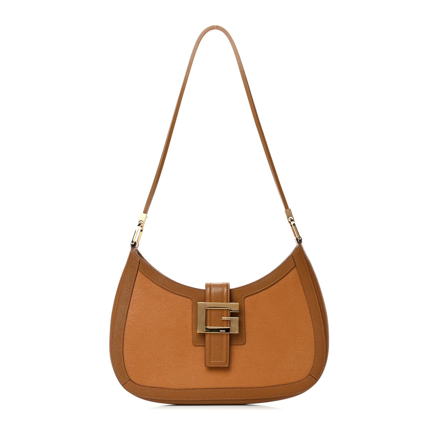 Gucci Calfskin G Buckle Shoulder Bag Tan 1 of 4
