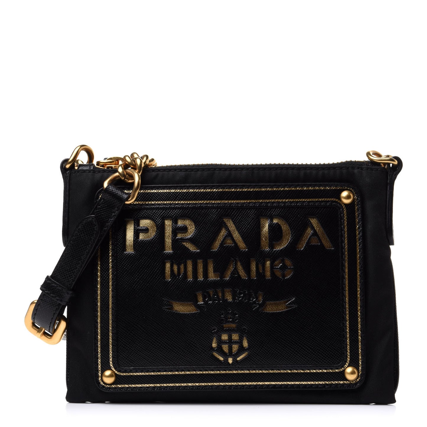 Tessuto Nylon Logo Small Crossbody Bag Black