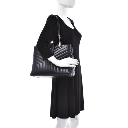 Saint Laurent Calfskin Y Quilted Monogram Large Loulou Shopper Deep Marine 2 of 7
