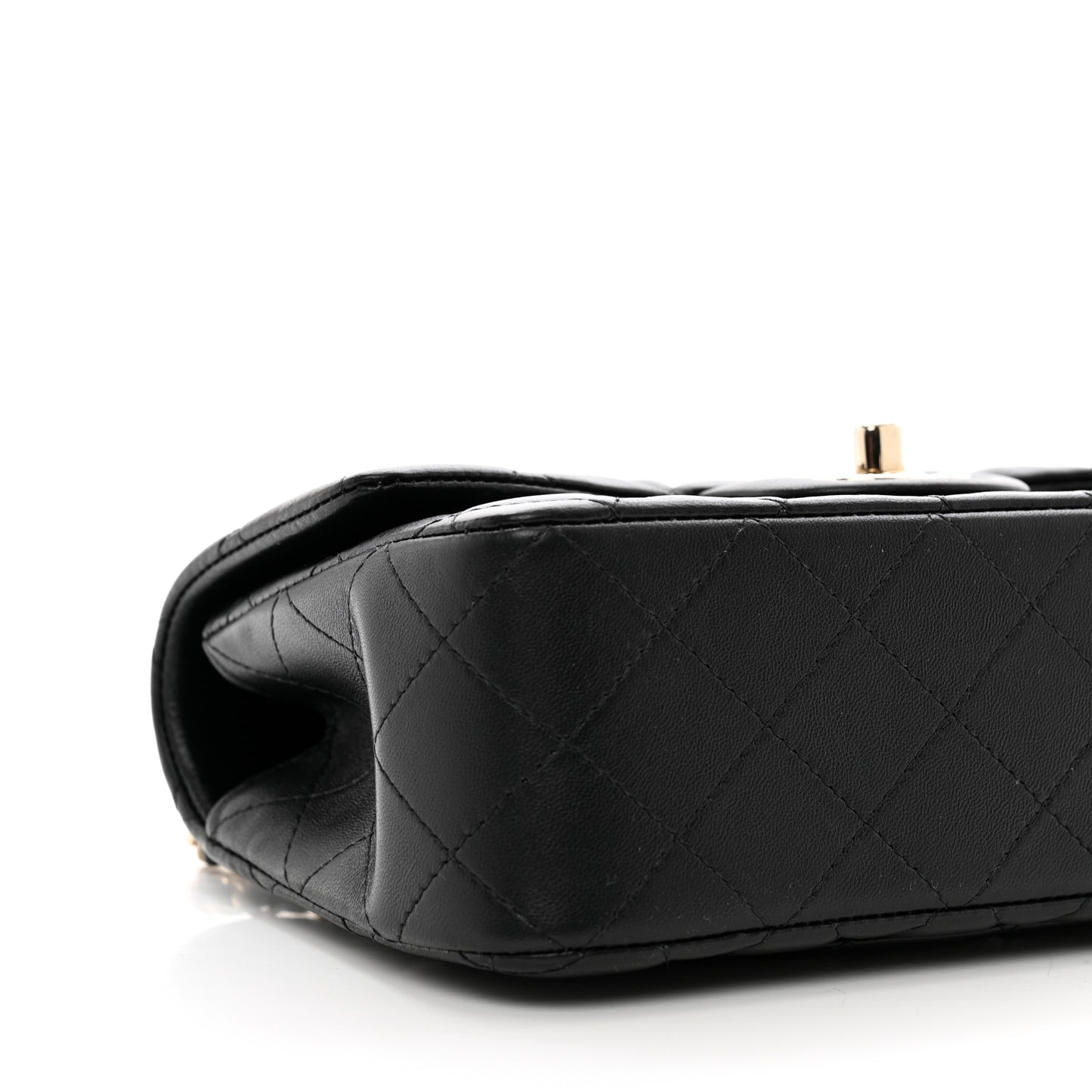 Lambskin Quilted Mini Top Handle Rectangular Flap Black
