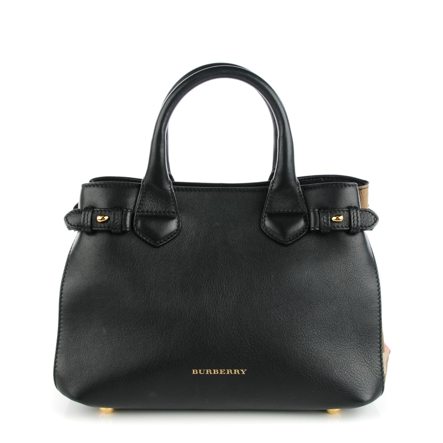 Burberry Calfskin House Check Small Banner Tote Black 1 of 8