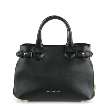 Burberry Calfskin House Check Small Banner Tote Black 1 of 8