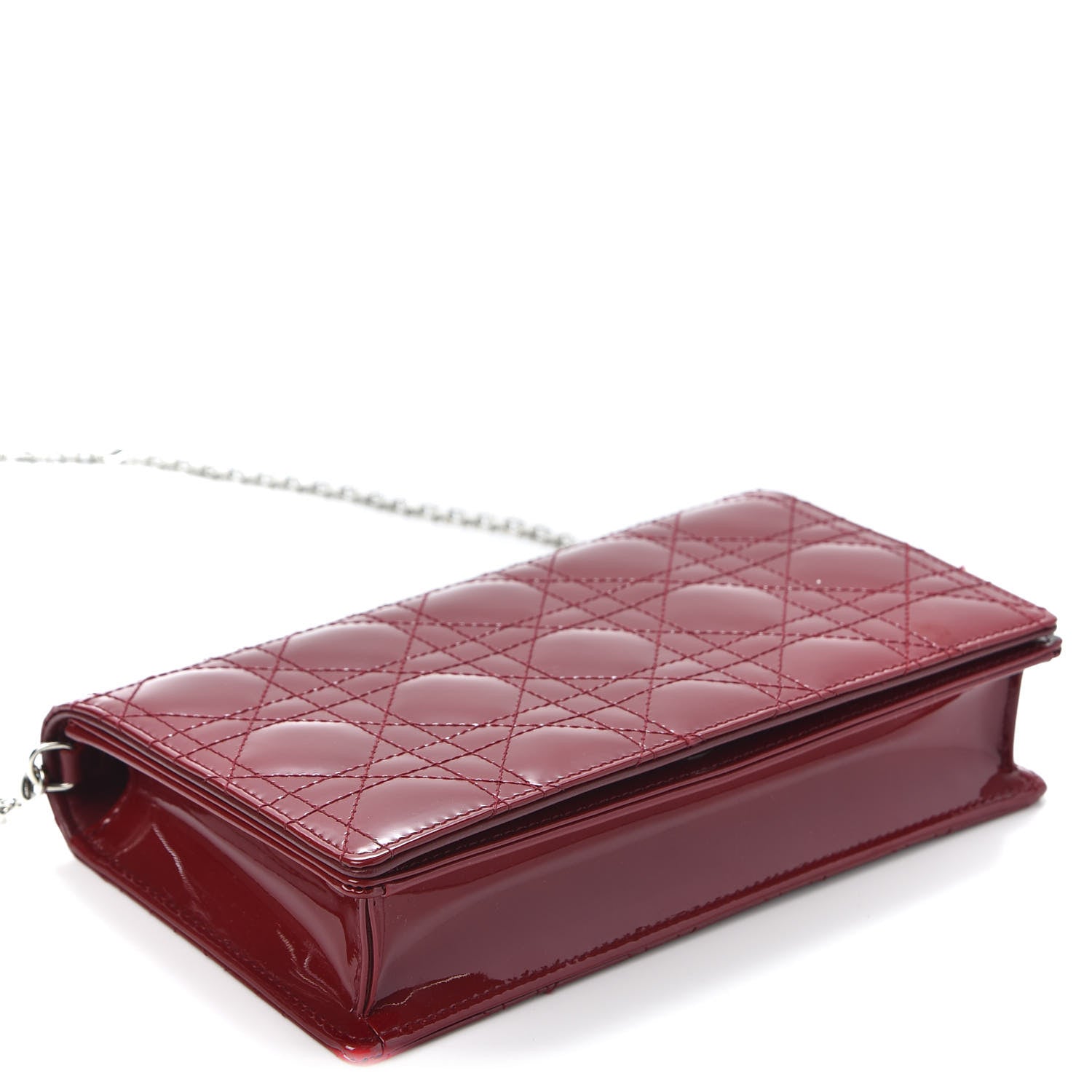 Christian Dior Patent Cannage Lady Dior Clutch Red 3 of 13