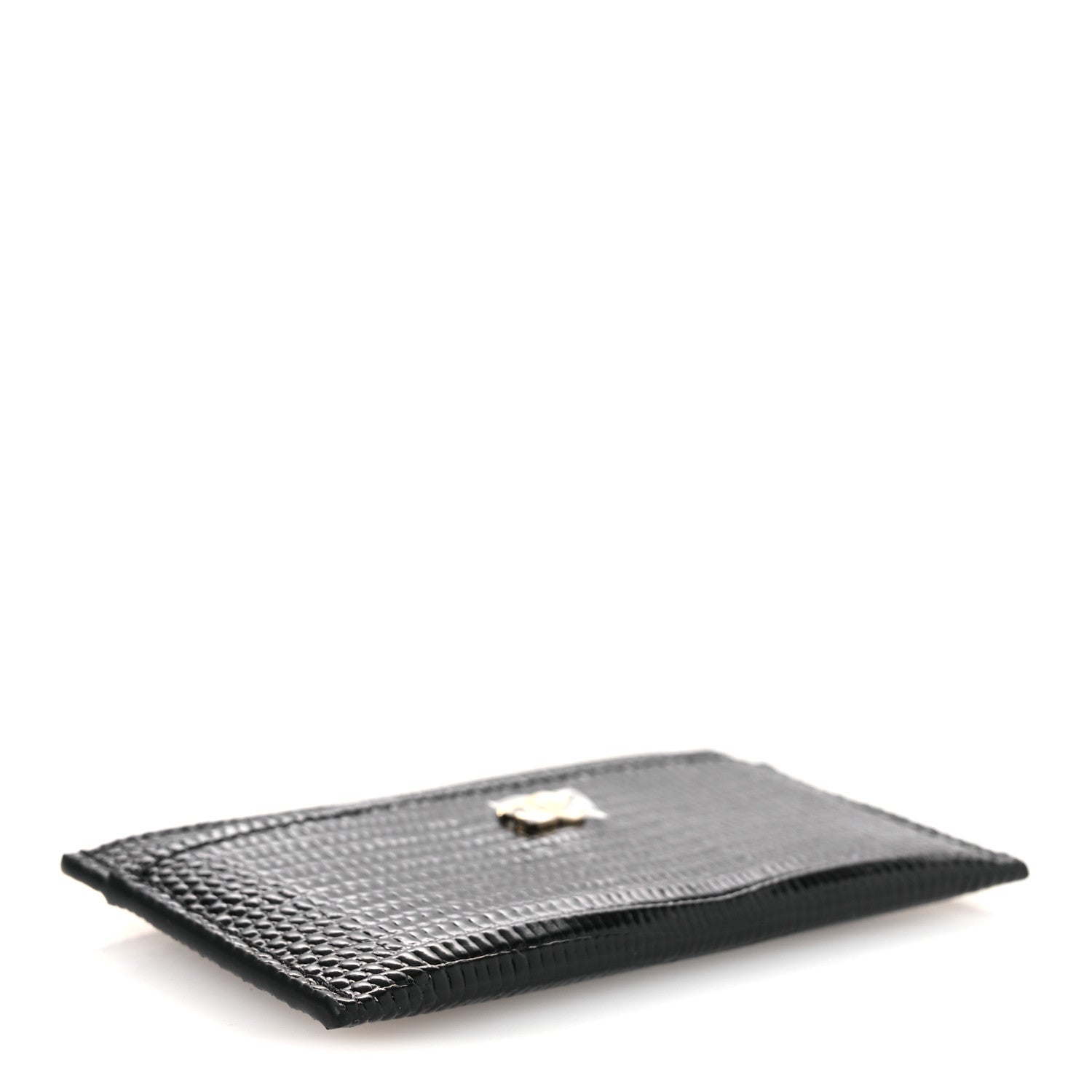 Chanel Calfskin Lizard Embossed Card Holder Black 4 of 9