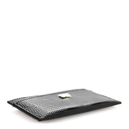 Chanel Calfskin Lizard Embossed Card Holder Black 4 of 9