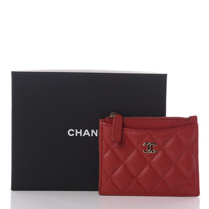 Chanel Caviar Quilted CC Zip Card Holder Red 8 of 8