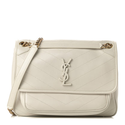 Saint Laurent Lambskin Matelasse Monogram Medium Niki Chain Satchel Dark Beige 1 of 10