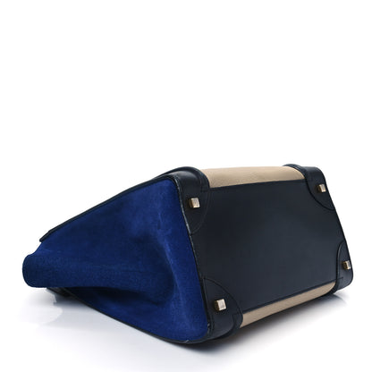 Celine Elephant Calfskin Suede Mini Tri-Color Luggage Sand 4 of 14