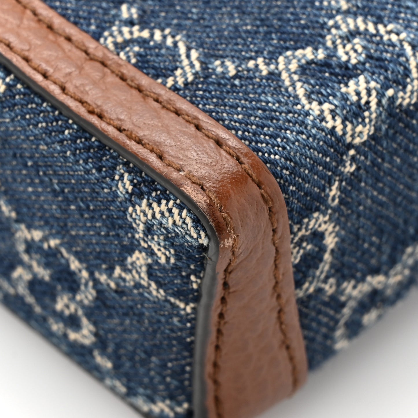 New Denim GG Monogram Dollar Calfskin Mini Horsebit 1955 Crossbody Bag Blue Tea Cuir Epilog