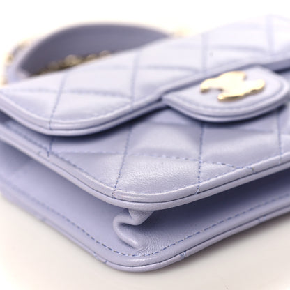 Chanel Lambskin Quilted Top Handle Flap Coin Purse With Chain Light Purple 8 of 9