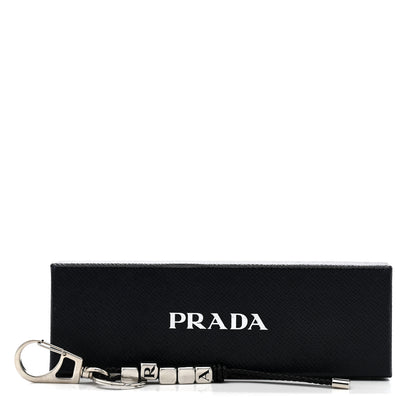 Prada Calfskin Beaded Logo Bag Charm Black 4 of 4